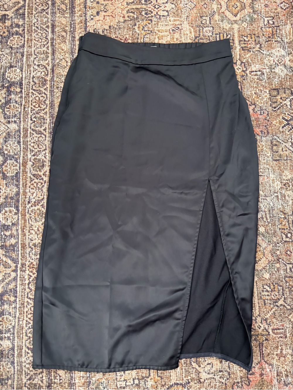 Aritzia Black Midi Skirt with Front Slit